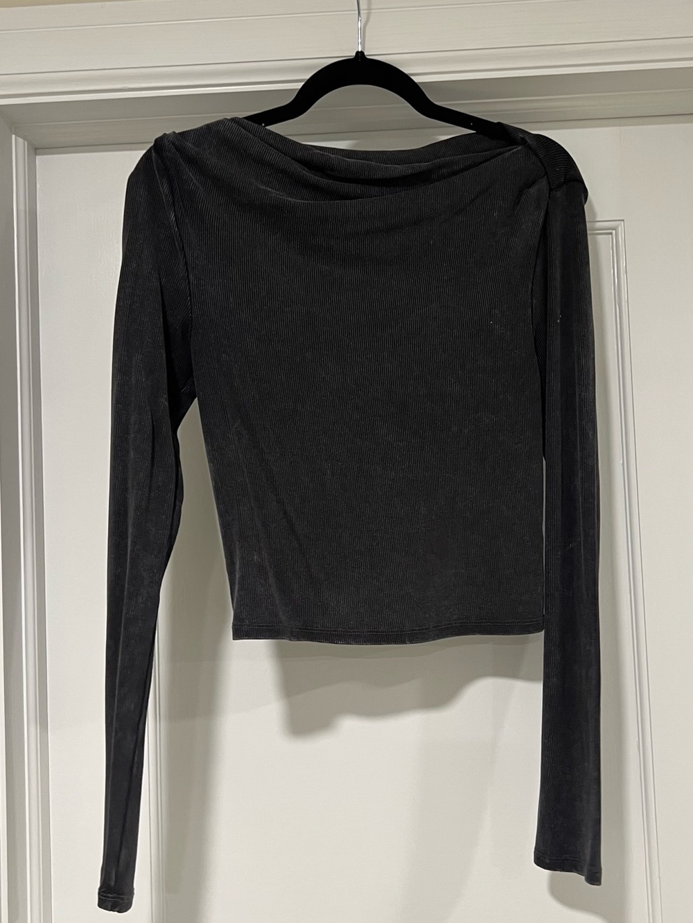 wild fable Black Long-Sleeve Boatneck Top